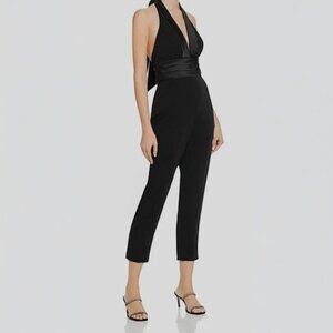 NWT Jay Godfrey Women's Black Sleeveless V-Neck Tapered Tuxedo Jumpsuit Size 2